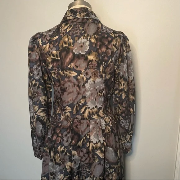 Vintage Laura Ashley floral wool long sleeve dress size 8